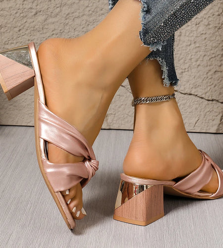 Women's Sandals Square Head Heels Sandals For Heeled Summer Shoes Woman Fashion Slippers Summer Sandalias De Mujer Heels Shoes