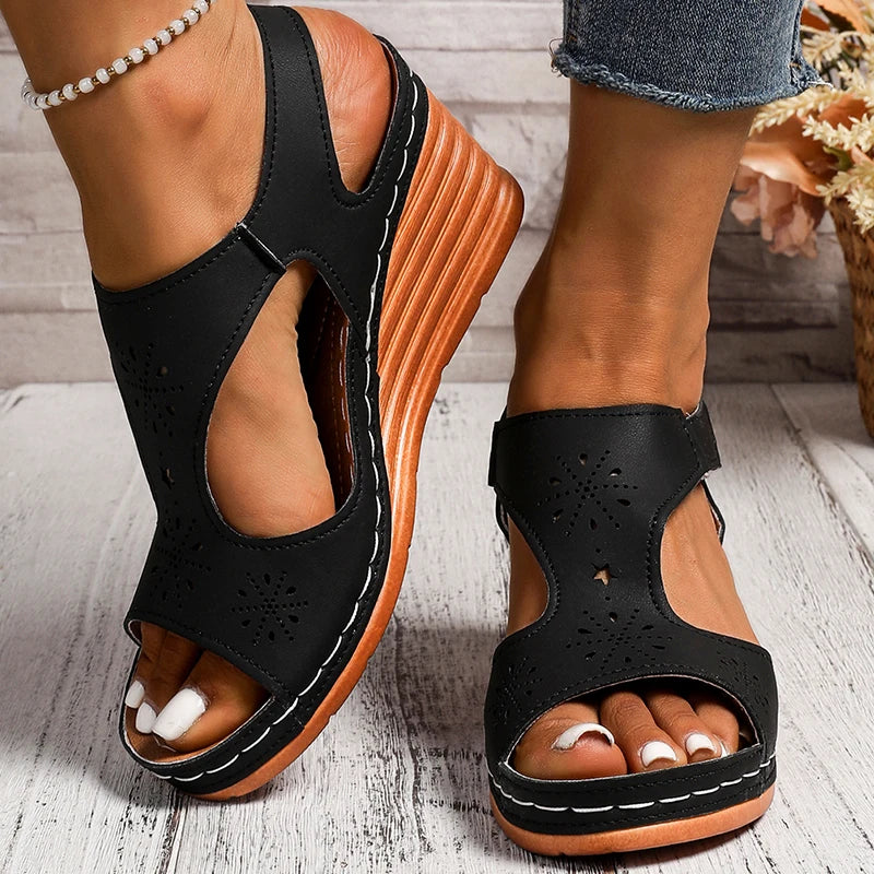 Women's Sandals Women Wedges Heels Sandals Summer Shoes Woman 2025 New Heeled Sandalias Mujer Luxury Summer Footwear Female