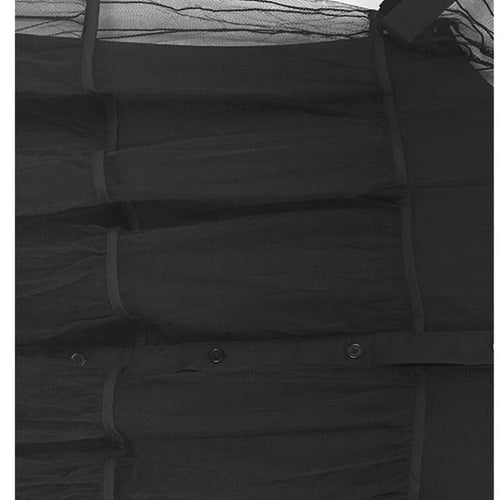 Load image into Gallery viewer, Women Black Mesh Perspective Midi Elegant Shirt Dress New Lapel Short Sleeve Fashion Tide Spring Summer 2025 1DJ0866
