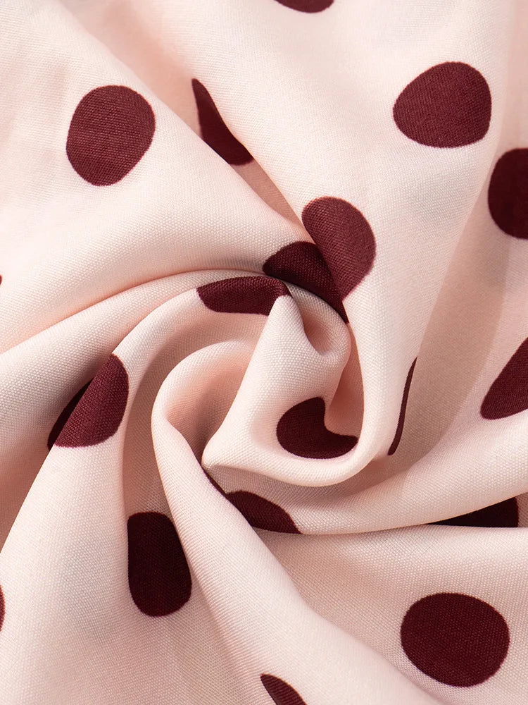 Rose Polka Dot Maxi Dress For Women Gown Spaghetti Strap Off-shoulder Sleeveless Backless Elegant Evening Club Dress