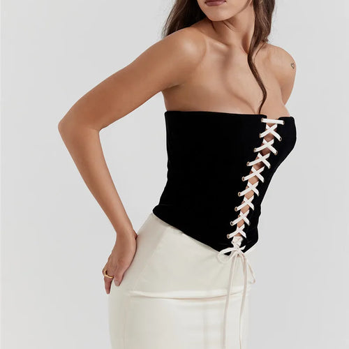 Load image into Gallery viewer, Elegant Sexy Skirt Two Piece Set Women Strapless Bandage Crop Top And Maxi Skirt Female Fashion Club Party Sexy Sets
