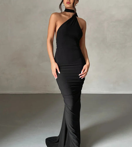 Sexy Backless Hanging Neck Bodycon Evening Dress For Women Strapless Max Female Dress Charming Club Party Prom Dress
