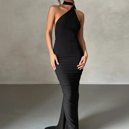 Load image into Gallery viewer, Sexy Backless Hanging Neck Bodycon Evening Dress For Women Strapless Max Female Dress Charming Club Party Prom Dress
