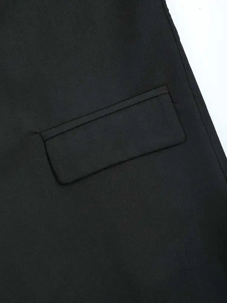 Women Black Color-block Big Size Blazer New Lapel Long Sleeve Loose Fit Jacket Fashion Tide Spring Autumn 2025 1DF3285