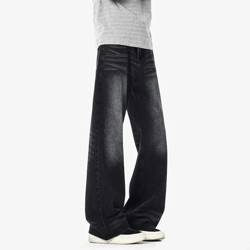 Men's Jeans Straight Wide Leg Trendy Gradient Color Tide New American Style High Street Male Summer Clothing 2025 9W1853