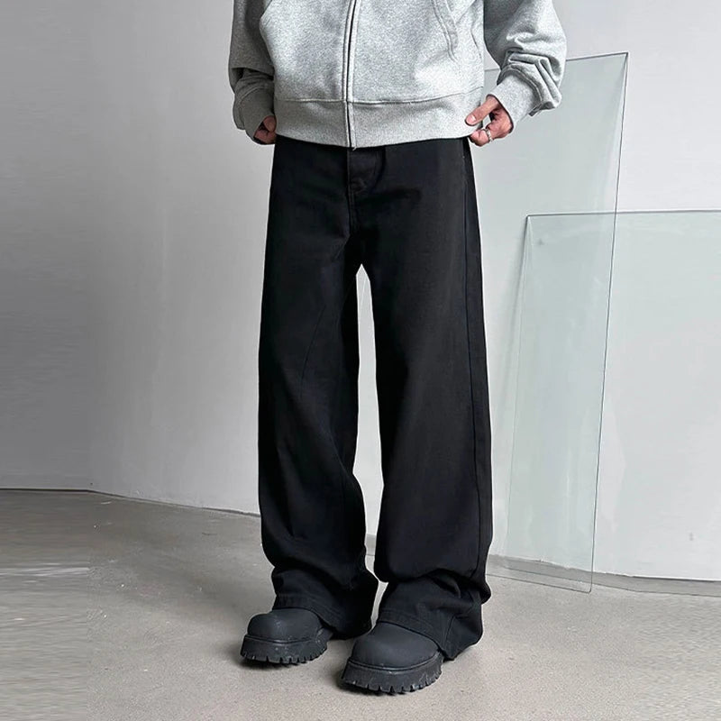 Men's Jeans New American Denim Pants Male Solid Color Casual Loose Straight Leg Trousers Summer  Men Clothing 9W1425