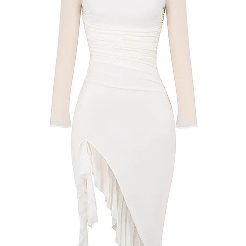 Load image into Gallery viewer, Elegant Ruffle Midi Dress For Women Summer New Mesh Backless Sleeveless Ruched Club Party Sexy Dress Vestido 2024
