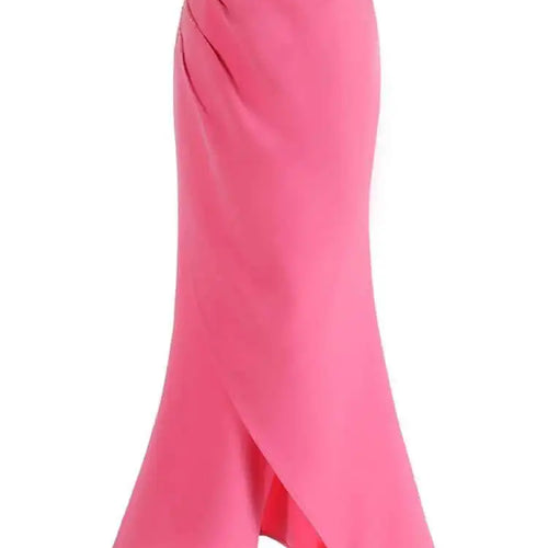 Load image into Gallery viewer, High Waist Rose Red Pleated Nailed Irreuglar Elegant  Half-body Skirt Women Fashion Tide New Spring Autumn 2025 1DH5226
