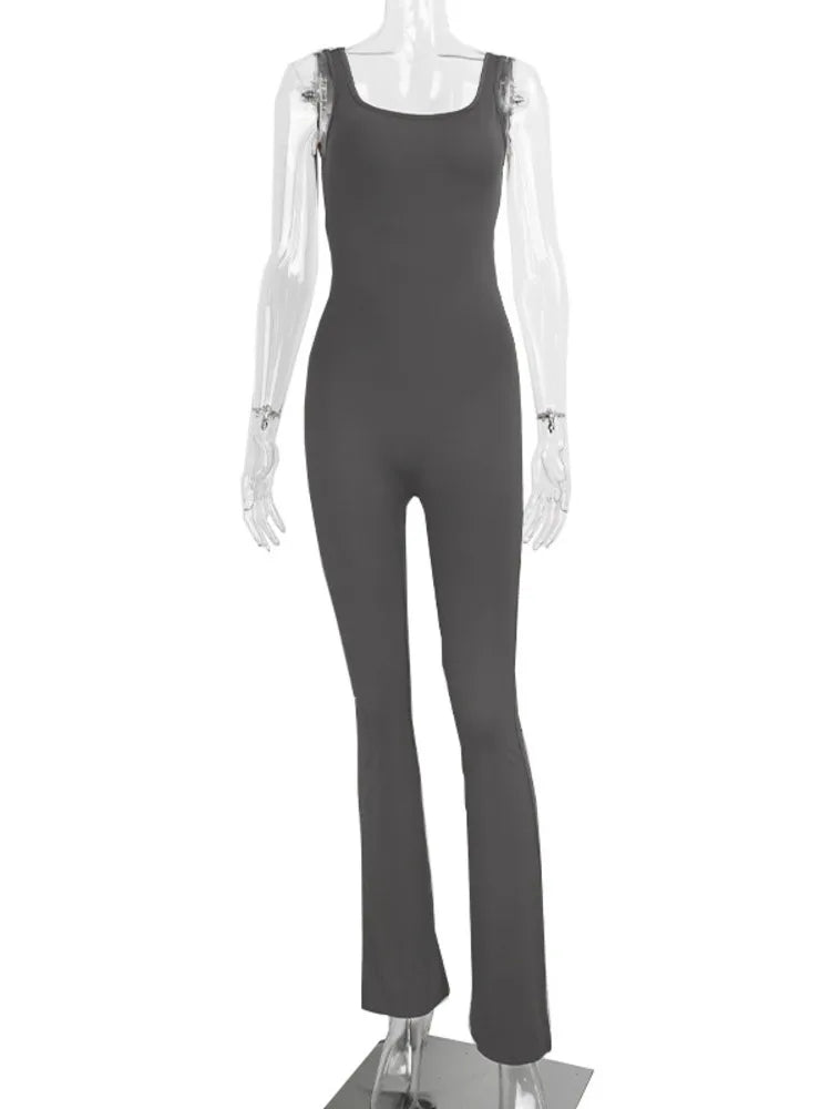 Fashion Elastic Tight Hollow Out Women Jumpsuit 2024 Slim Female Jumpsuit Long Pants Yoga Jumpsuit Sports Casual Rompers