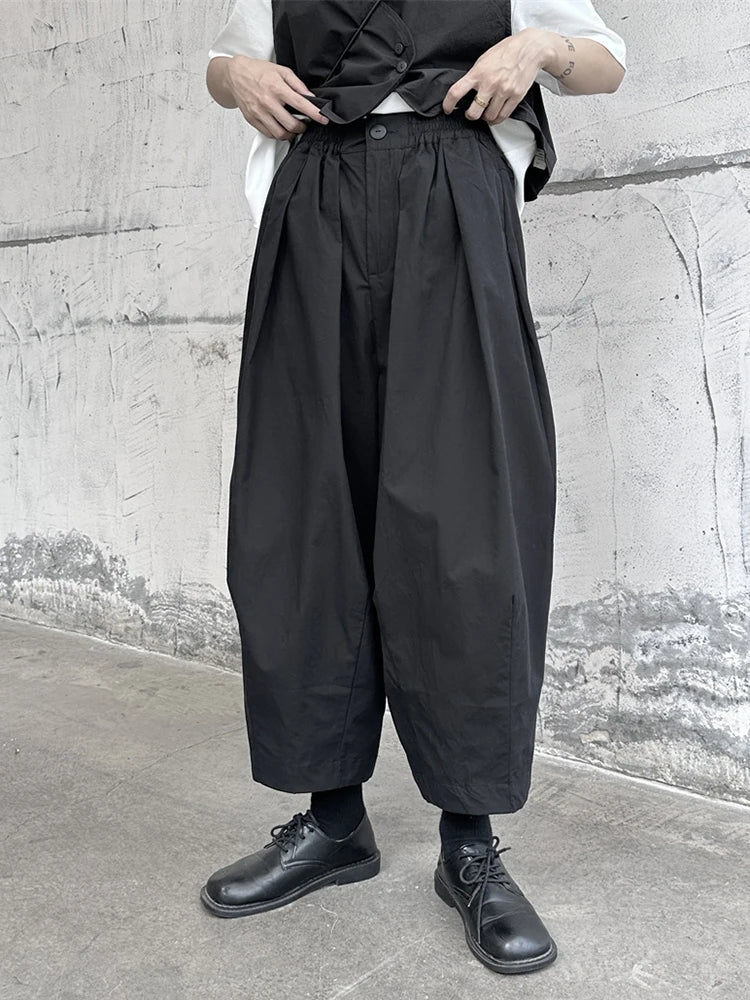 High Elastic Waist Black Pleated Long Wide Leg Pants New Loose Fit Trousers Women Fashion Tide Spring Autumn 2025 1DF9659