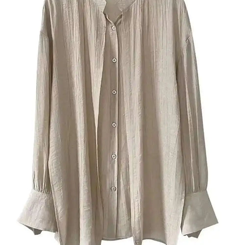 Load image into Gallery viewer, Women Apricot Cross Bandage Blouse New Stand Collar Long Sleeve Loose Fit Shirt Fashion Tide Spring Autumn 2025 1DF1552
