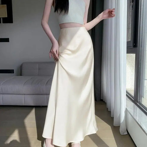 Load image into Gallery viewer, Beige Simplicity Vacation Wrap Hip Long Skirt Women Sexy Black Elegant High Waist Mermaid Skirt Spring Summer Streetwear Fashion
