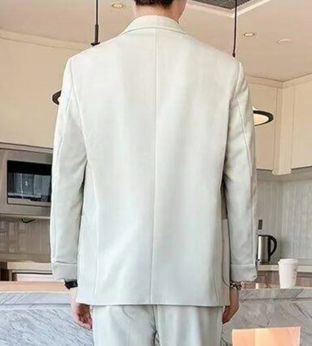 Korean Style New Trendy Male Blazer Turn-down Collar Solid Color Suit Jacket 2025 Spring Loose Fit Men Clothing 9W1203