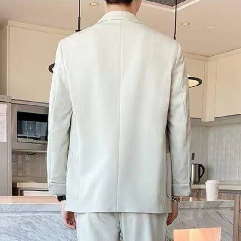 Korean Style New Trendy Male Blazer Turn-down Collar Solid Color Suit Jacket 2025 Spring Loose Fit Men Clothing 9W1203