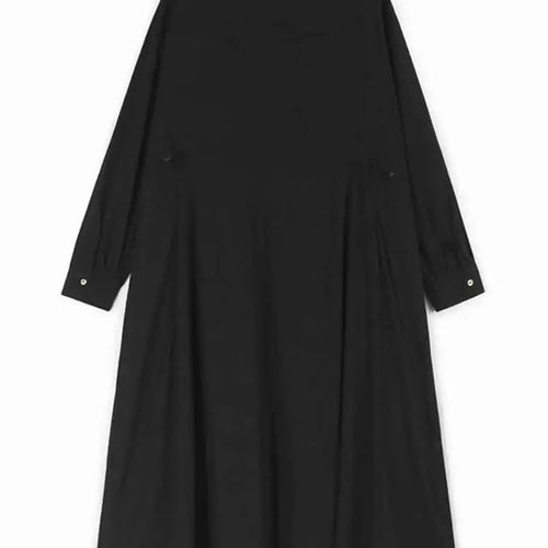 Load image into Gallery viewer, Women Black Big Size Elegant Shirt Dress Brief Pleated Hem New Lapel Long Sleeve Fashion Tide Spring Autumn 2025 1DH9327
