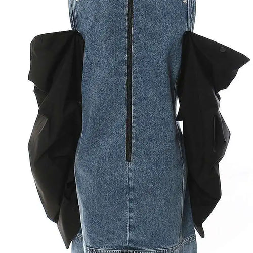 Load image into Gallery viewer, Women Blue Denim Button Many Ways Wear Dress New Round Neck Long Sleeve Loose Fit Fashion Tide Spring Autumn 2025 17A8518
