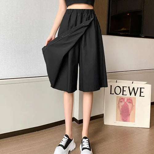 Load image into Gallery viewer, Solid Button Wide Leg Pant Skirt Female High Waist Loose Pentagonal Pant Korean Baggy Casual Fashion Trend Women Clothing Summer
