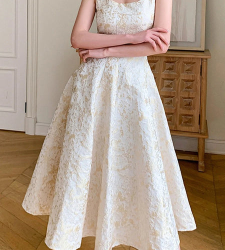 Solid Spliced Slimming Dresses For Women Square Neck Sleeveless High Waist Temperament Dress Female Fashion Style