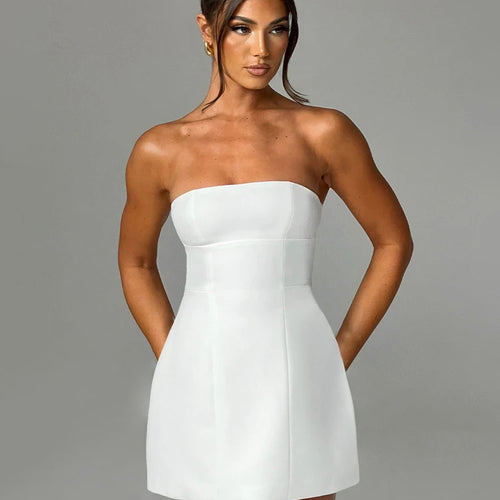 Load image into Gallery viewer, Elegant Solid Strapless Backless Sexy Bodycon Mini Prom Dress Summer Women Clothes Birthday Party Festival Y2K
