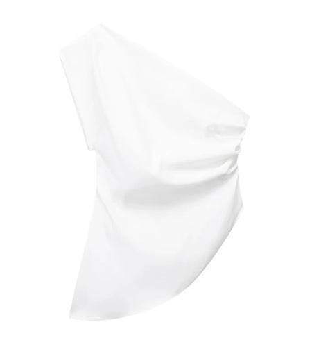 2024 Asymmetric T-shirt New Women's Fashion Trend Spicy Girl Celebrity Temperament Off Shoulder Top