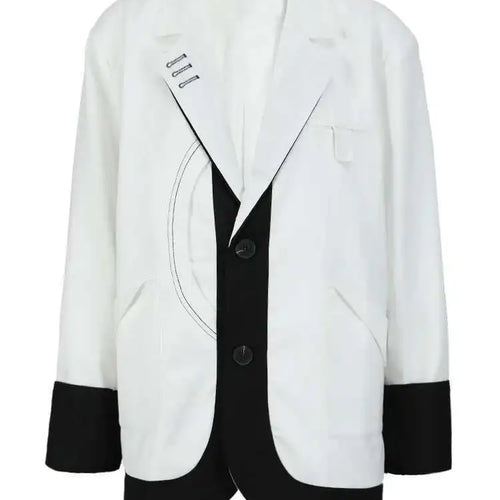 Load image into Gallery viewer, Women Black Coolor-block Big Size Casual Blazer New Lapel Long Sleeve Loose Jacket Fashion Tide Spring Autumn 2025 1DF6379
