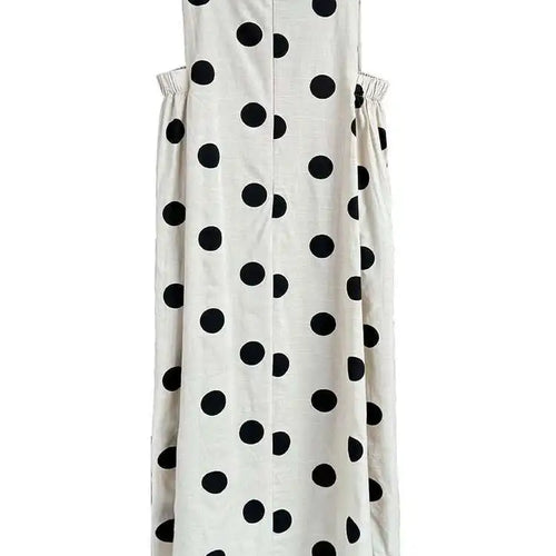 Load image into Gallery viewer, Women White Dot Printed Pleated Big Size Elegant Dress New Round Neck Sleeveless Fashion Tide Spring Summer 2025 1DJ0367
