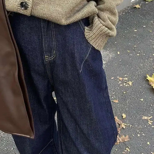 Load image into Gallery viewer, High Waist Dark Blue Denim Long Casual Wide Leg Jeans New Loose Women Trousers Fashion Tide Spring Autumn 2025 1DH1472
