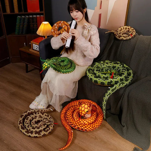 Load image into Gallery viewer, 110/170CM Giant Simulation Cobra Plush Toy Soft Stuffed Animal Coiled Snake Doll Sofa Chair Decorate Children Birthday Gifts
