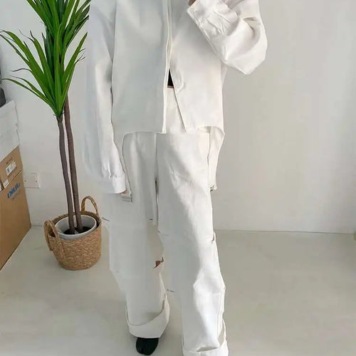 Load image into Gallery viewer, Women White Shoulder Padded Irregular Big Size Blouse New Lapel Long Sleeve Shirt Fashion Tide Spring Autumn 2025 1DF1466
