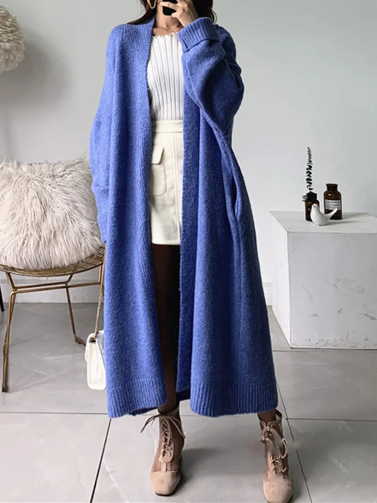 Gray Big Size Thick Knitting Cardigan Sweater Loose Fit V-Neck Long Sleeve Women New Fashion Tide Autumn Winter 2025 1Y163