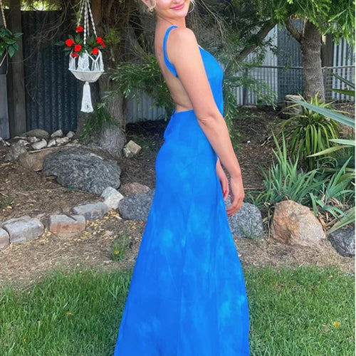 Load image into Gallery viewer, Fashion Sexy Open Back Printed Dress 2024 Summer New Women Split Slim Sleeveless Long Dress Elegant Beach Party Clothing
