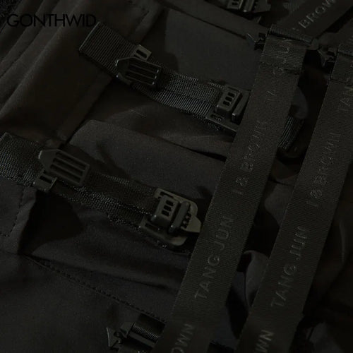 Load image into Gallery viewer, Men Cargo Harem Pants Streetwear Hip Hop Size Ribbon Multi-Pockets Baggy Joggers Autumn Harajuku Casual Loose Trousers Black
