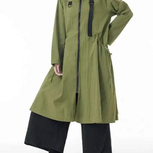 Load image into Gallery viewer, Women Army Green Big Size Long Trench New Stand Collar Long Sleeve Fit Windbreaker Fashion Tide Spring Autumn 2025 1DH3440

