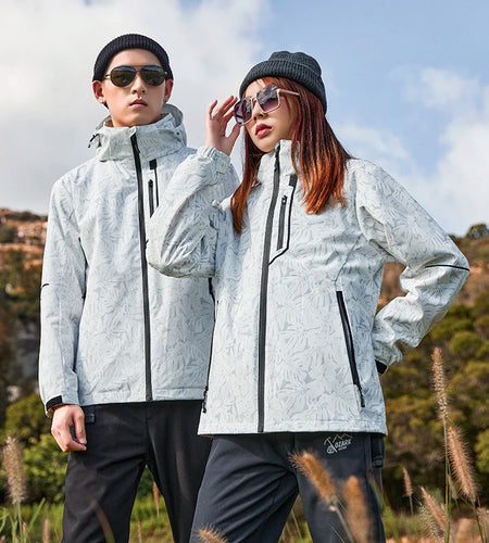 Men Women Two-pieces Sets 3 in 1 Outdoor Hooded Hiking Snow Jackets Thick Warm Windbreaker Waterproof Parka Coat Winter Jacket