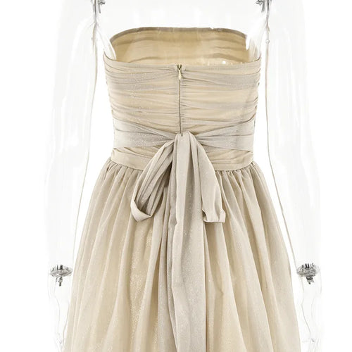 Load image into Gallery viewer, Sexy Mesh Double Layer Sleeveless Dress Women Zipper Tight Frills Shining Mini Female Elegant Party Club Evening Dress
