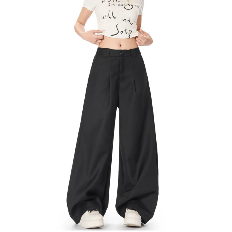 Men's Simple Suit Pants Curved Knife Stylish Solid Color High Street New American Style Male Casual Trousers 9W1924