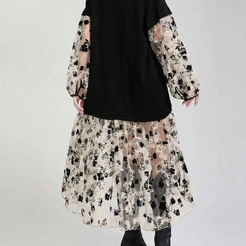 Load image into Gallery viewer, Women Pattern Printed Perspective Big Size Dress New V-Neck Long Sleeve Loose Fit Fashion Tide Spring Autumn 2025 1DE3176
