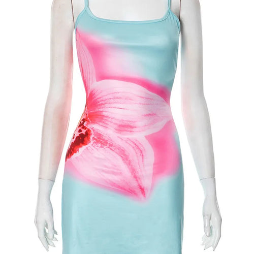Load image into Gallery viewer, Spaghetti Strap Floral Print Sexy Mini Dress For Women Robe Fashion Elegant Sleeveless Backless Summer Beach Dress

