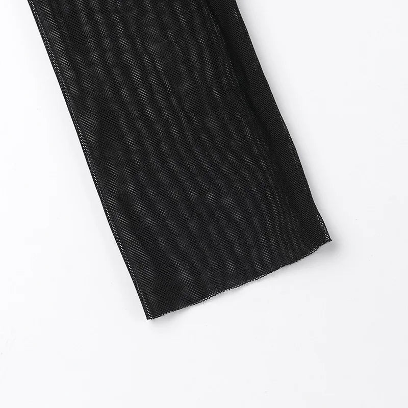 Off-shoulder Mesh See Through Sexy Maxi Dress For Women Elegant Strapless Long Sleeve Backless Bodycon Club Party Dress