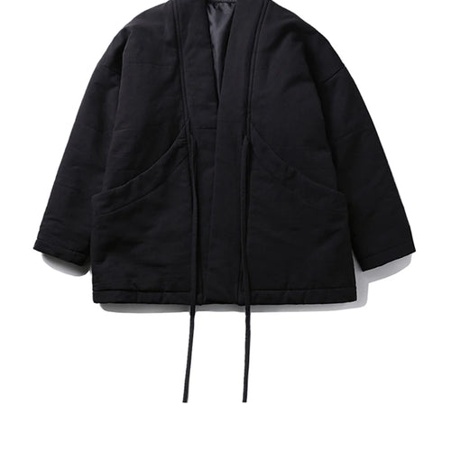 Load image into Gallery viewer, Women Bandage Cotton-padded Coat Big Size Warm New Autumn Winter V-collar Long Sleeve Black Loose Brief Fashion 2025 JK133
