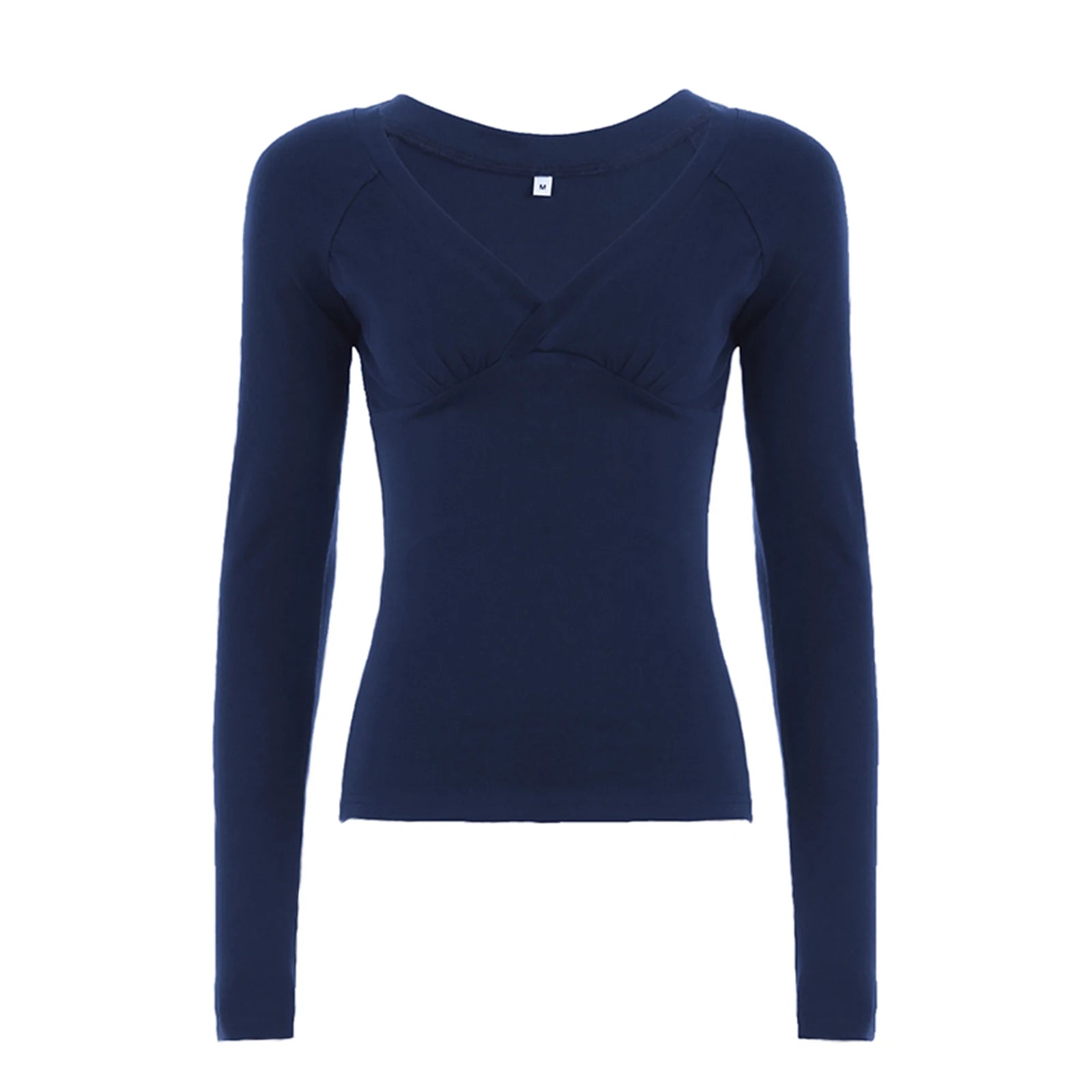 Women Tops y2k Grunge Clothes Solid Color Cross Wrap V Neck Long Sleeve T Shirts 2000s Punk Gothic Clothing Streetwear