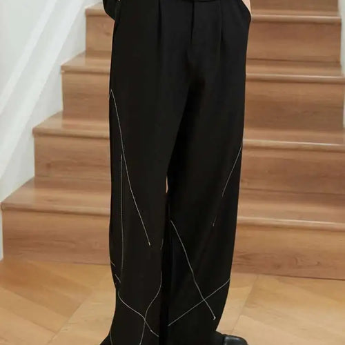 Load image into Gallery viewer, High Waist Black Topstitched Long Casual Pants New Loose Fit Trousers Women Fashion Tide Spring Autumn 2025 1DH0081
