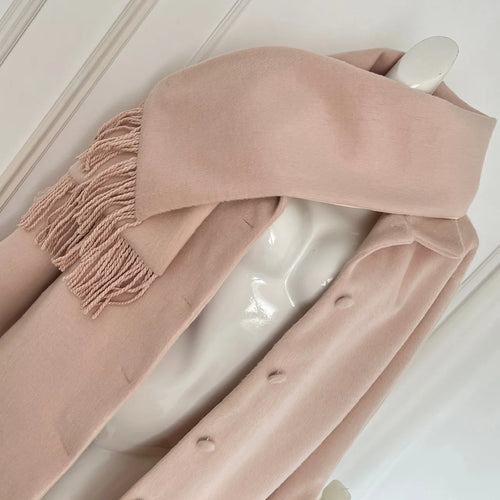 Load image into Gallery viewer, Korean Fashion Sweet Pink Single Breasted Loose Short Woolen Coat Women 2024 Autumn Winter Casual Scarf Jacket Streetwear Simple
