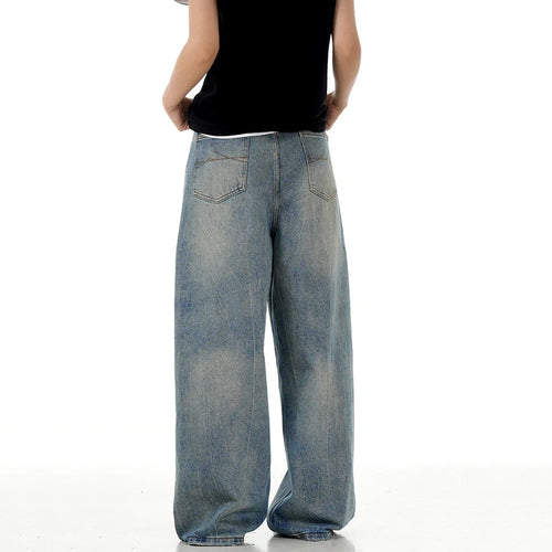 Load image into Gallery viewer, Men's Jeans New High Street American Style Bamboo Pattern Distressed Washed Denim Pants Loose Wide Leg Casual 9W1733
