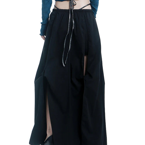 Load image into Gallery viewer, Oversize Hollow Out Skirts Female High Waist Spliced Irregular Ruched Loose Solid Long Skirt For Women Clothing
