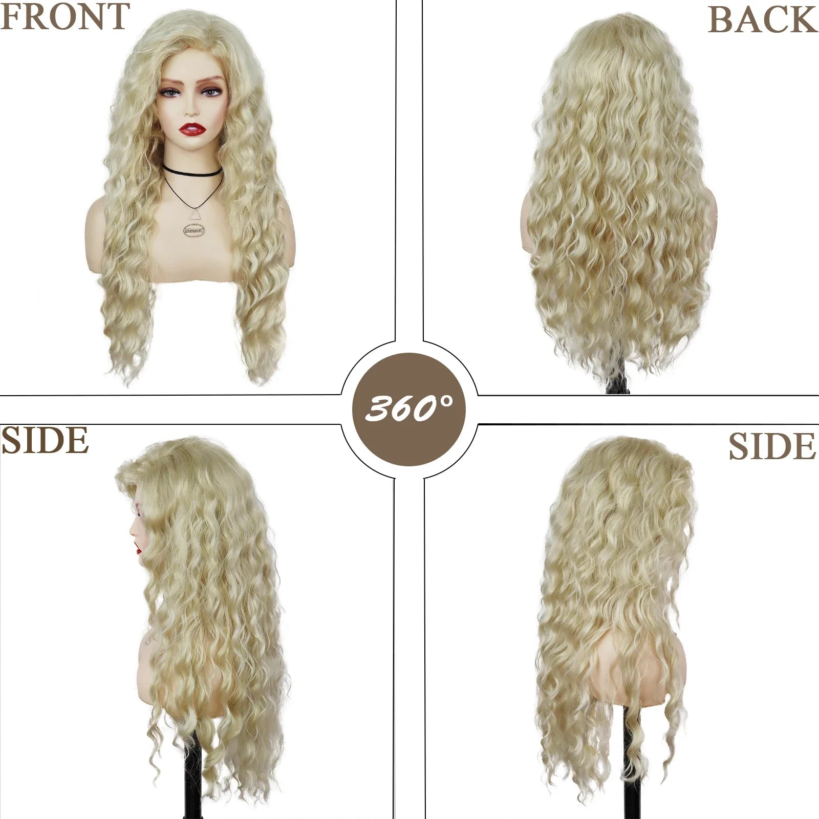 Synthetic Hair Long Curly Wavy Wigs for White Women Blonde Carnival Wig Natural Wave Cosplay Princess Halloween Costume Wig 26"