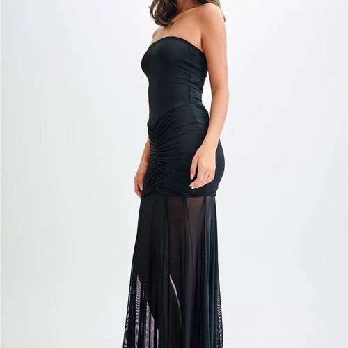 Load image into Gallery viewer, Off-shoulder Backless Sexy Maxi Dress For Women Gown Fashion Mesh Strapless Sleeveless Bodycon Long Dress Elegant
