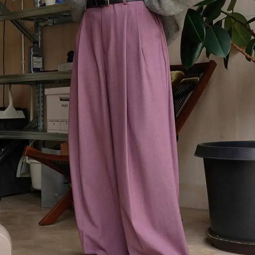 Load image into Gallery viewer, High Waist Purple Brief Long Wide Leg Elegant Pants New Loose Fit Trousers Women Fashion Tide Spring Autumn 2025 1DH1026
