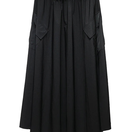 Load image into Gallery viewer, High Elastic Waist Black Pocket Casual Long A-line Half-body Skirt Women Fashion Tide New Spring Autumn 2025 1DJ1341
