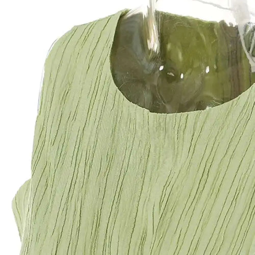 Load image into Gallery viewer, Women Green Waist Knot Cut-out Long Elegant Dress New Round Neck Sleeveless Loose Fit Fashion Spring Summer 2025 17A7128
